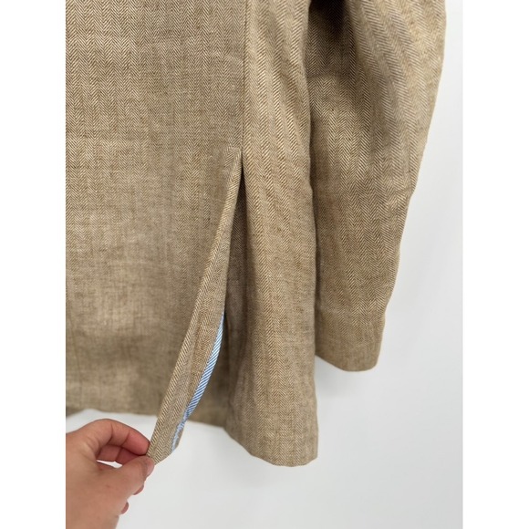 Patrick James West Coast Classic Linen Blazer Jacket 42L Tan Herringbone - Picture 8 of 15